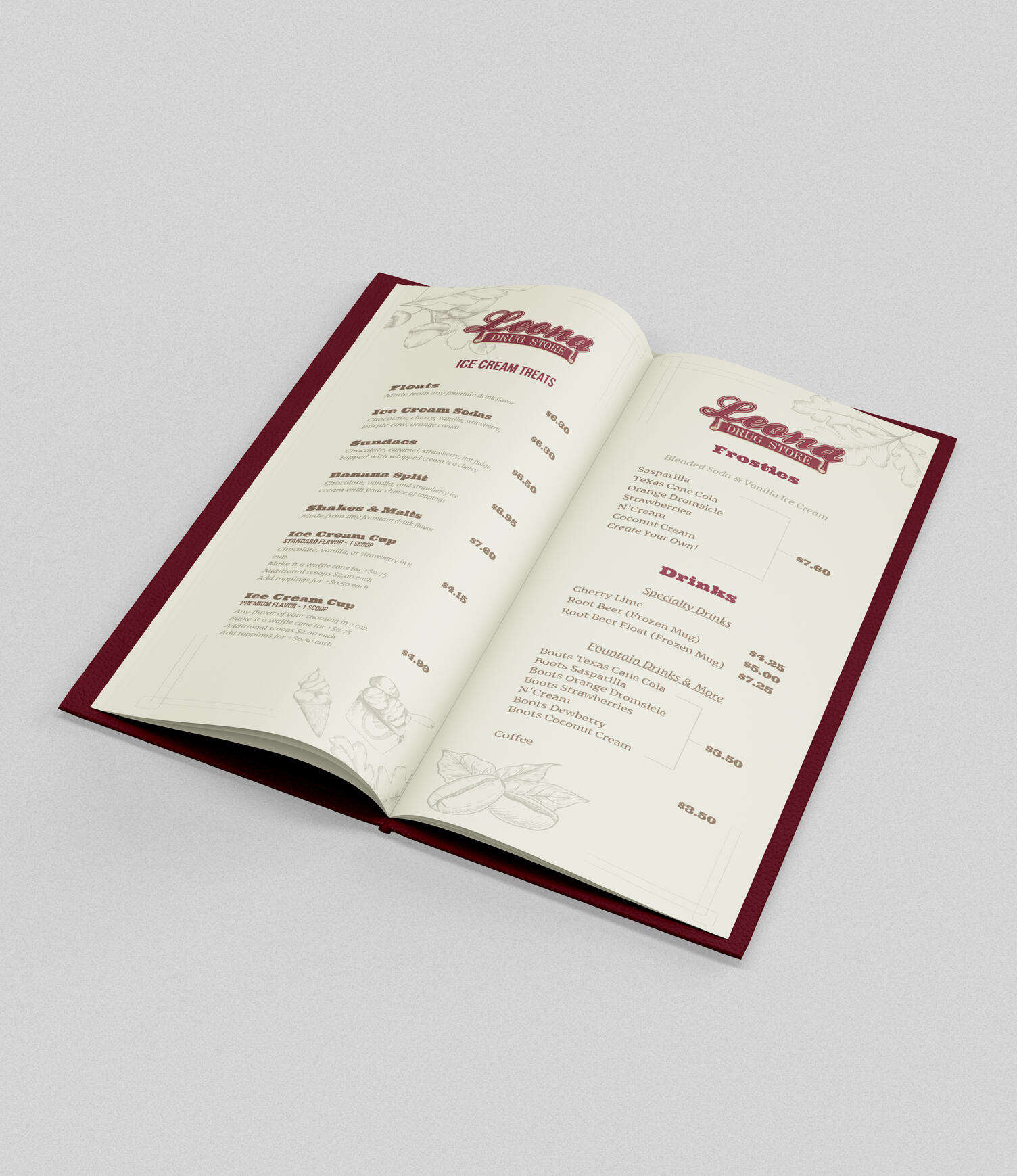 Ice cream &amp; drink menu design